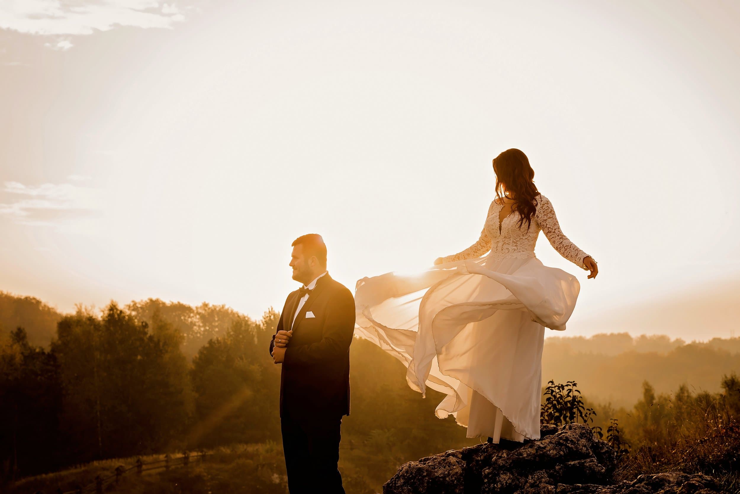 jesienna sesja poślubna z psem na jurze